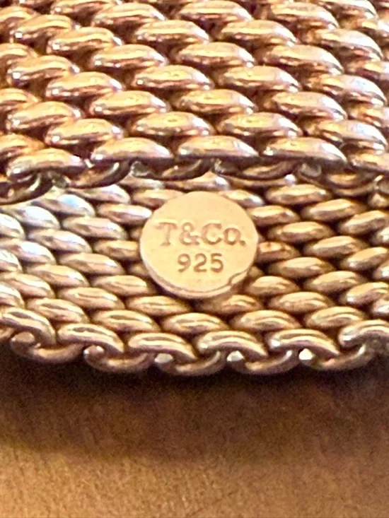 Tiffany & Co. Silver 925 Mesh Ring and Signature Pouch Size 6 - Picture 4 of 8